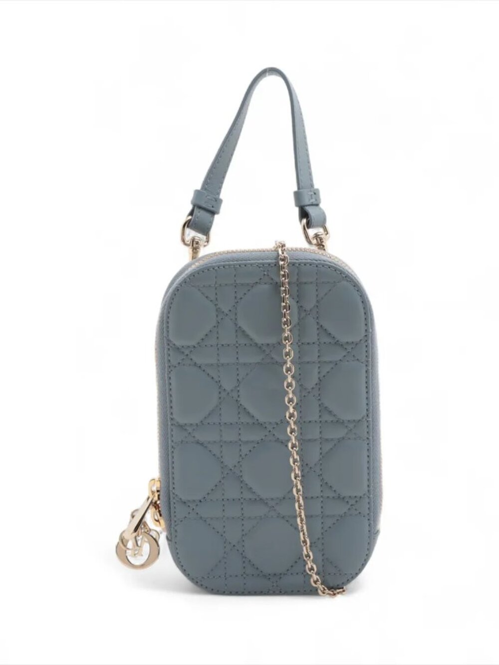Christian Dior Lady Dior Cannage Leather Phone Holder Blue